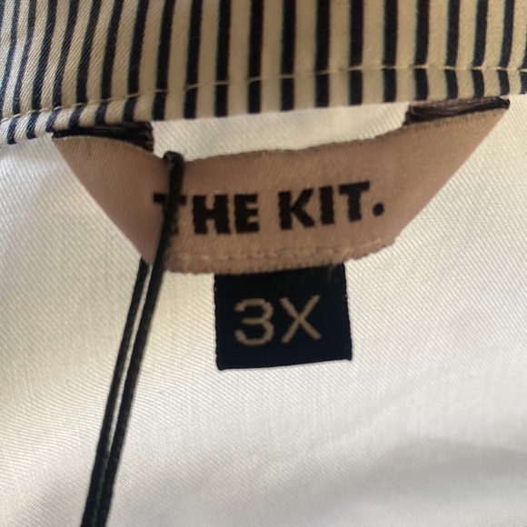 THE KIT. DECONSTRUCTED SHIRT DRESS NAVY STRIPE IN LIGHTWEIGHT COTON 3X NEW - Picture 9 of 14